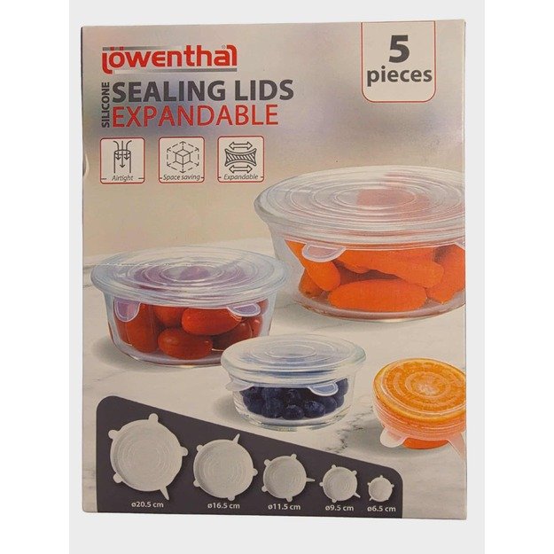 Silikoniniai daugkartiniai dangteliai (5 vnt.)