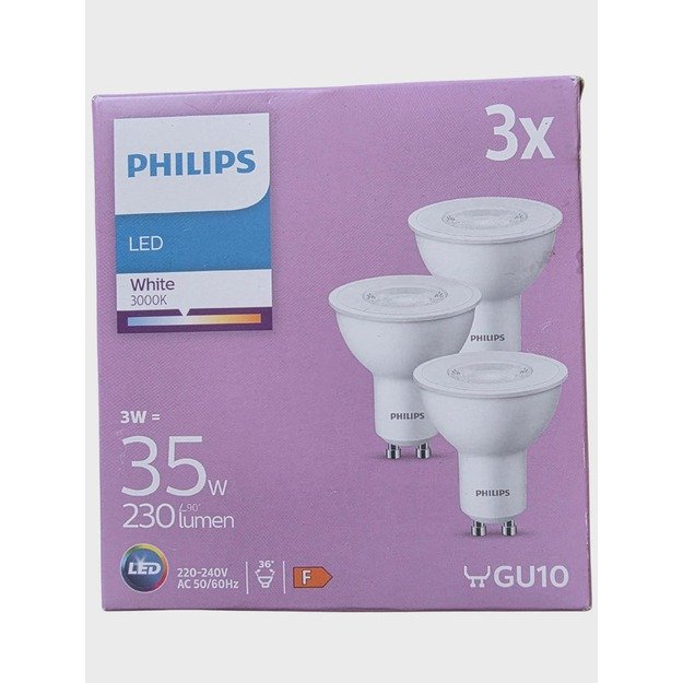 LED lemputės PHILIPS GU10, 3 W, 3000 K (3 vnt.)