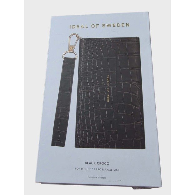 IDEAL OF SWEDEN Cassette Clutch dėklas-piniginė iPhone 11 Pro Max/XS Max su grandinėle (Black Croco) 3