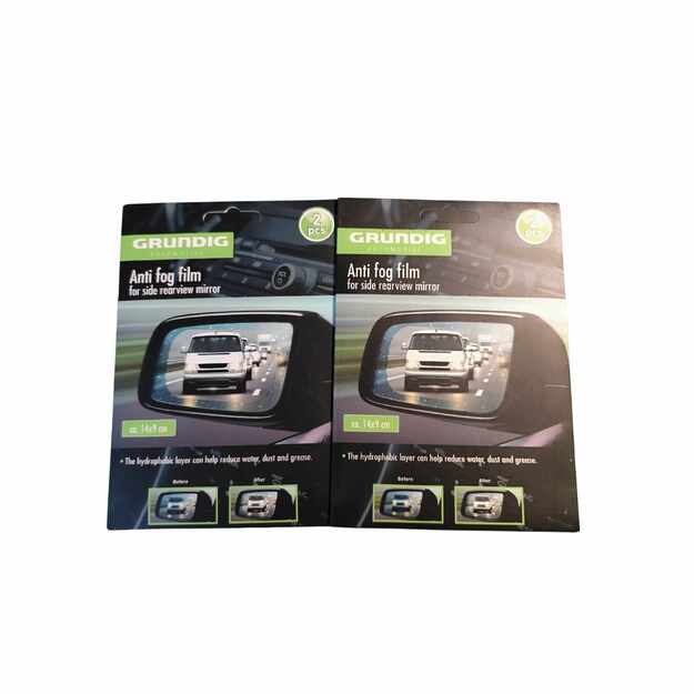 Grundig anti-fog plėvelė automobilių veidrodėliams (2 vnt., 14x9 cm)