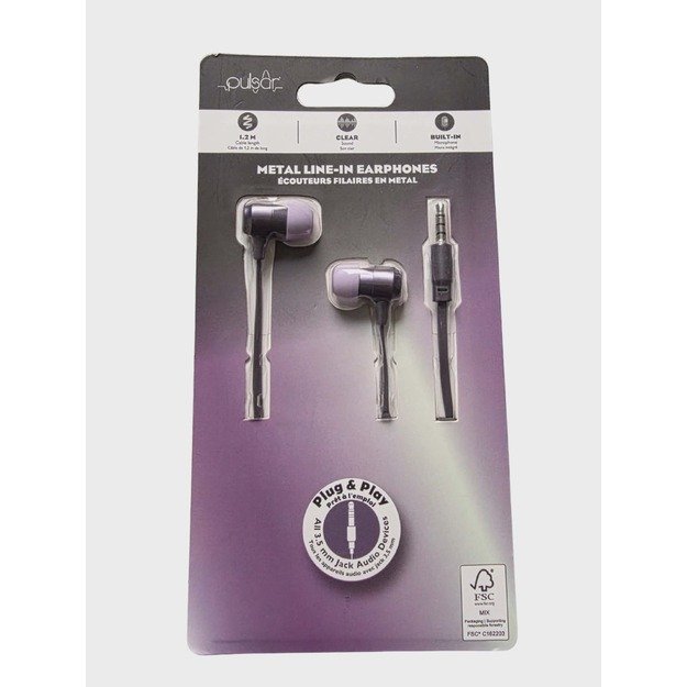 Pulsar Metal Line-In laidinės ausinės su mikrofonu 2