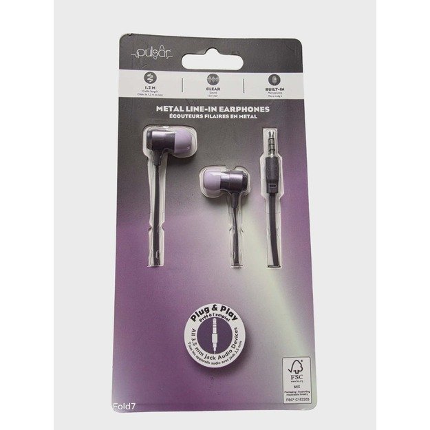 Pulsar Metal Line-In laidinės ausinės su mikrofonu