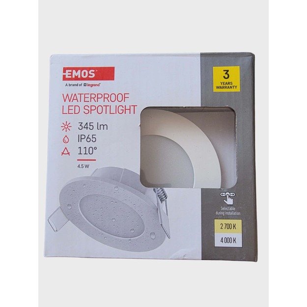 Įleidžiamas LED šviestuvas EMOS IP65, 4,5 W, CCT
