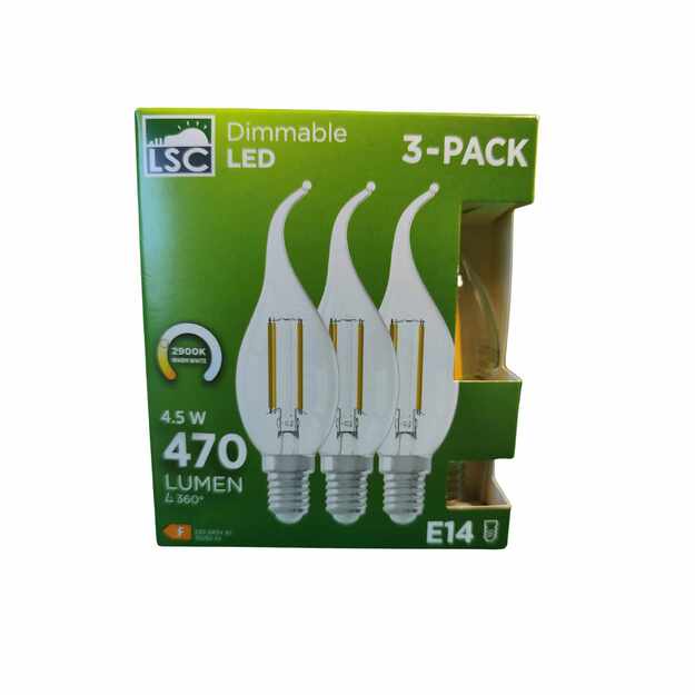 LSC LED lemputės E14 4.5W 470lm 2900K dimmable 3 vnt. 1