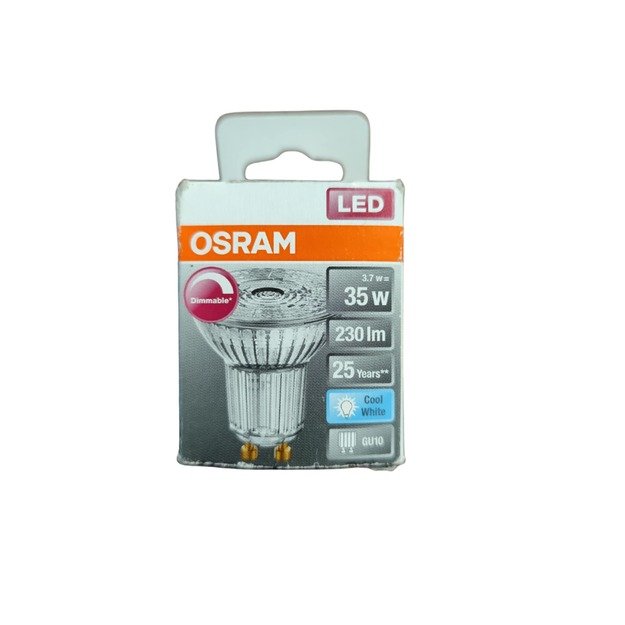 OSRAM LED GU10 3.7W, 230lm, 4000K, reguliuojama