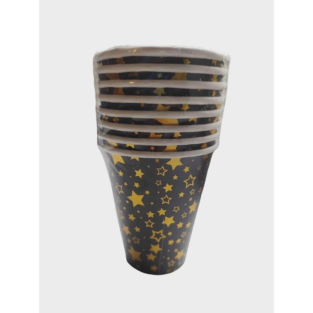  Popieriniai puodeliai „Auksinės žvaigždės“, 400 ml, 8 vnt