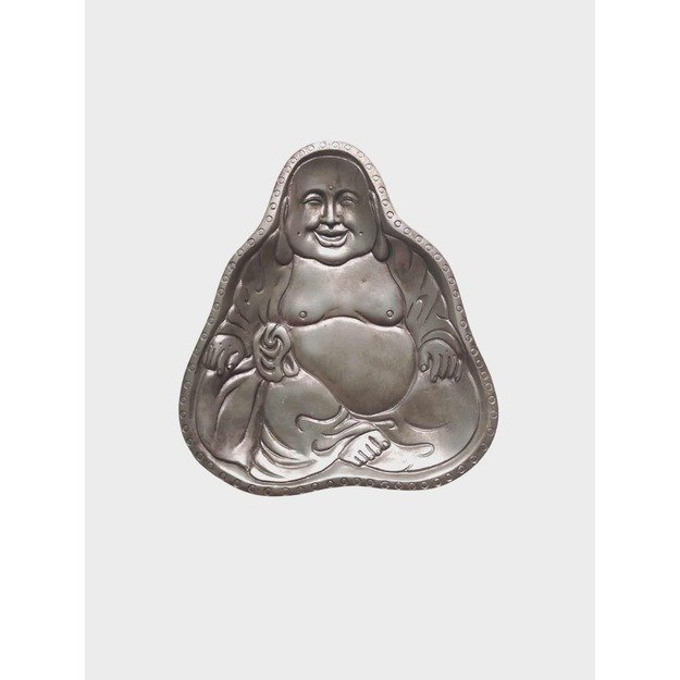  Dekoratyvinis padėkliukas „Besijuokiantis Buda“ – sidabrinis