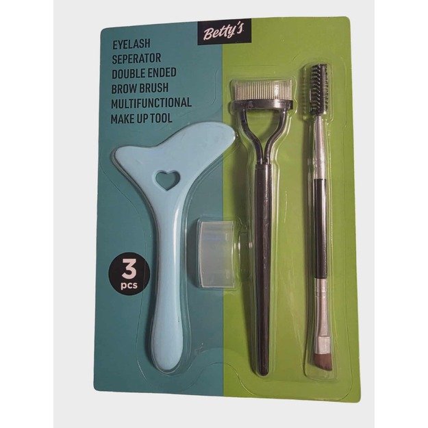 Betty’s 3in1 Makiažo Įrankių Rinkinys (Blakstienų skirtukas, dvipusis antakių šepetėlis)