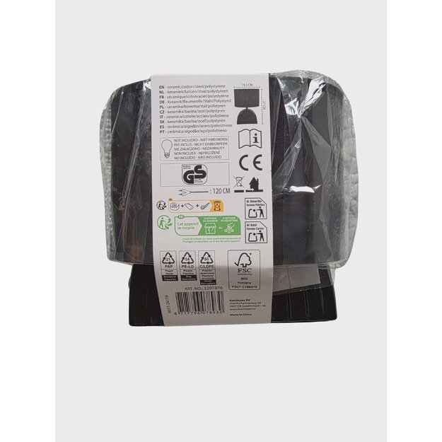 Stalinė lempa su tekstiliniu gaubtu – juoda 2