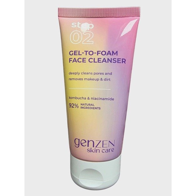 Veido prausiklis „GenZEN Step 02“ Gel-to-Foam su kombučia ir niacinamidu, 150 ml