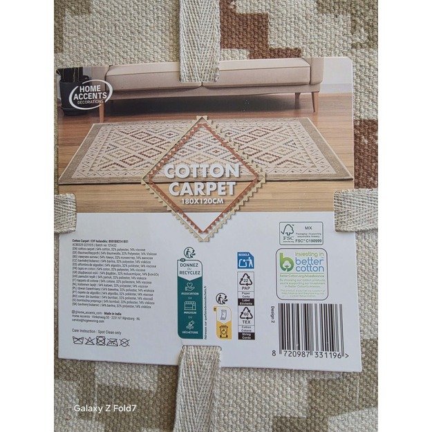 Medvilninis kilimas „Cotton Carpet“, 180 × 120 cm 2