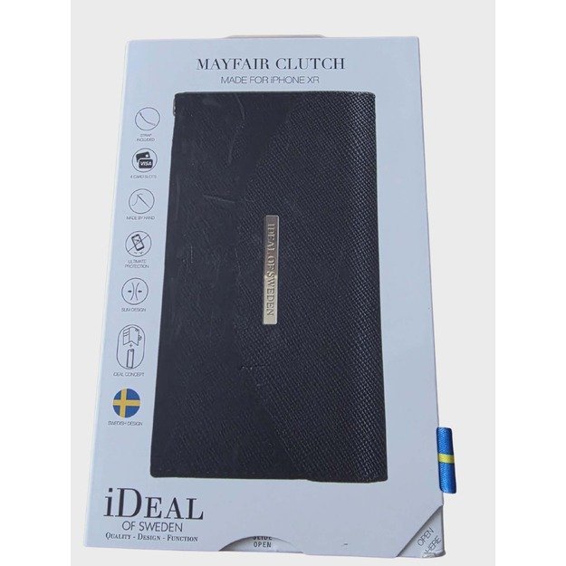 IDEAL OF SWEDEN Mayfair Clutch dėklas-piniginė iPhone XR (juodas) su dirželiu 1