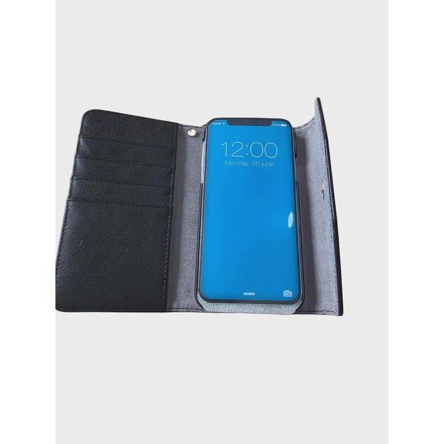 IDEAL OF SWEDEN Mayfair Clutch dėklas-piniginė iPhone XR (juodas) su dirželiu 2